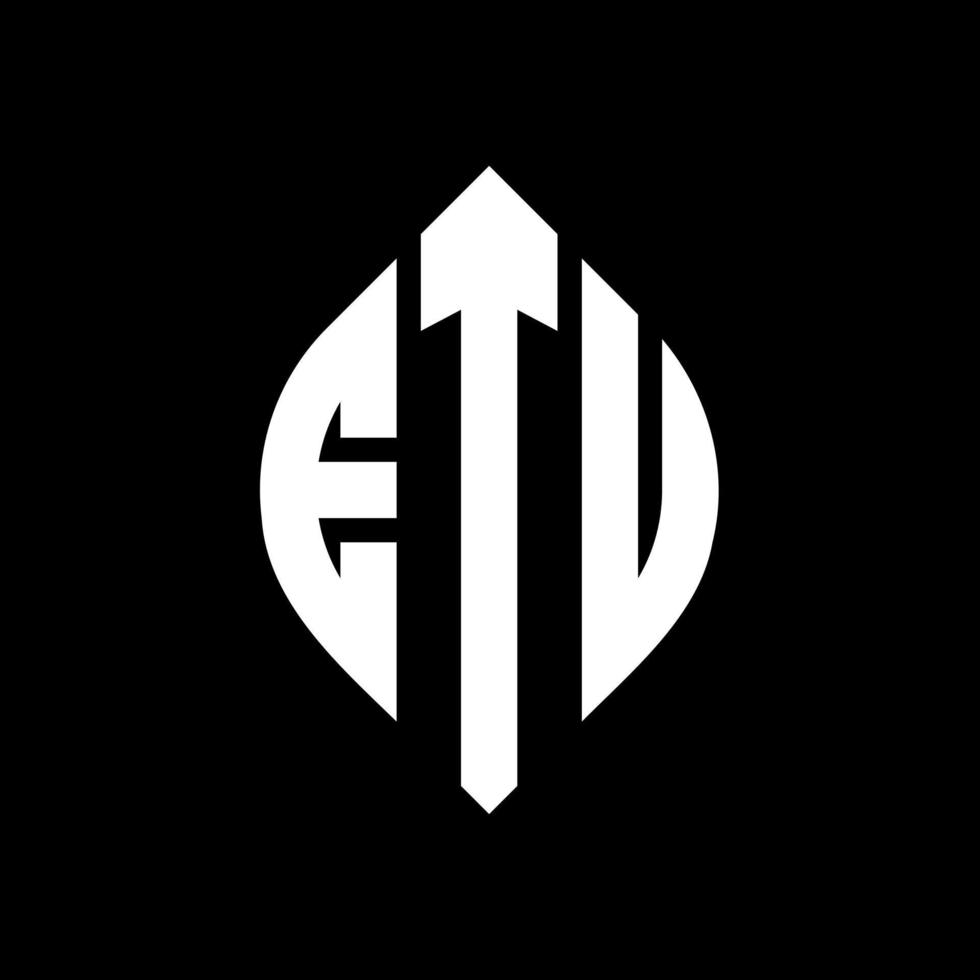 etu cirkel letter logo ontwerp met cirkel en ellipsvorm. etu ellipsletters met typografische stijl. de drie initialen vormen een cirkellogo. etu cirkel embleem abstracte monogram brief mark vector. vector