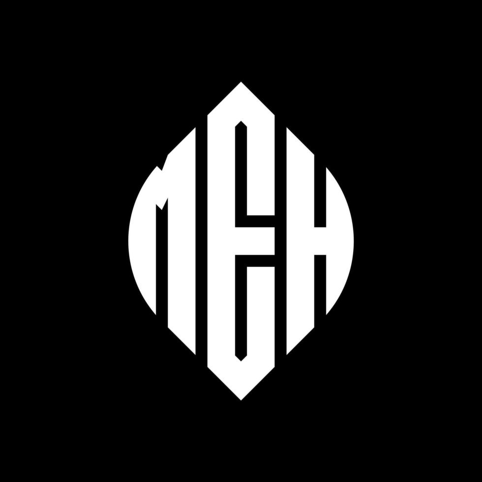 meh cirkel letter logo ontwerp met cirkel en ellipsvorm. meh ellipsletters met typografische stijl. de drie initialen vormen een cirkellogo. meh cirkel embleem abstracte monogram brief mark vector. vector