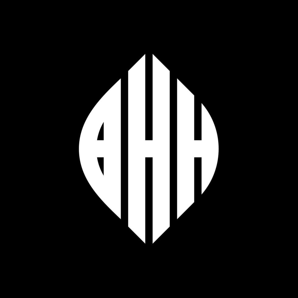 bhh cirkel letter logo-ontwerp met cirkel en ellipsvorm. bhh ellipsletters met typografische stijl. de drie initialen vormen een cirkellogo. bhh cirkel embleem abstracte monogram brief mark vector. vector