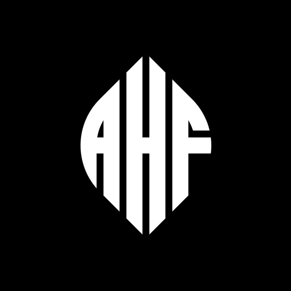 ahf cirkel letter logo-ontwerp met cirkel en ellipsvorm. ahf ellipsletters met typografische stijl. de drie initialen vormen een cirkellogo. ahf cirkel embleem abstracte monogram brief mark vector. vector