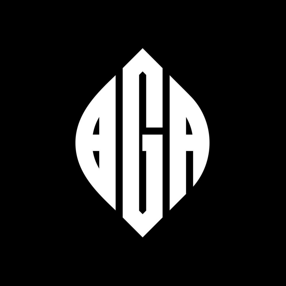 bga cirkel letter logo ontwerp met cirkel en ellipsvorm. bga ellipsletters met typografische stijl. de drie initialen vormen een cirkellogo. bga cirkel embleem abstracte monogram brief mark vector. vector