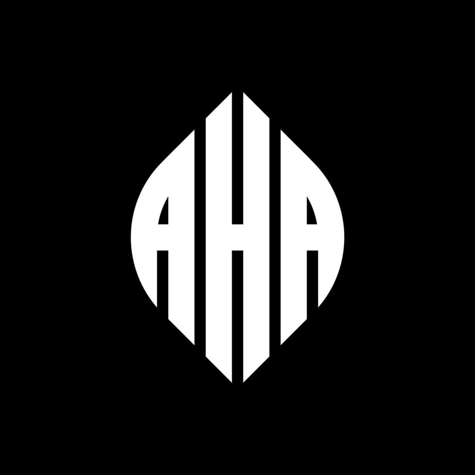 aha cirkel letter logo-ontwerp met cirkel en ellipsvorm. aha ellipsletters met typografische stijl. de drie initialen vormen een cirkellogo. aha cirkel embleem abstracte monogram brief mark vector. vector