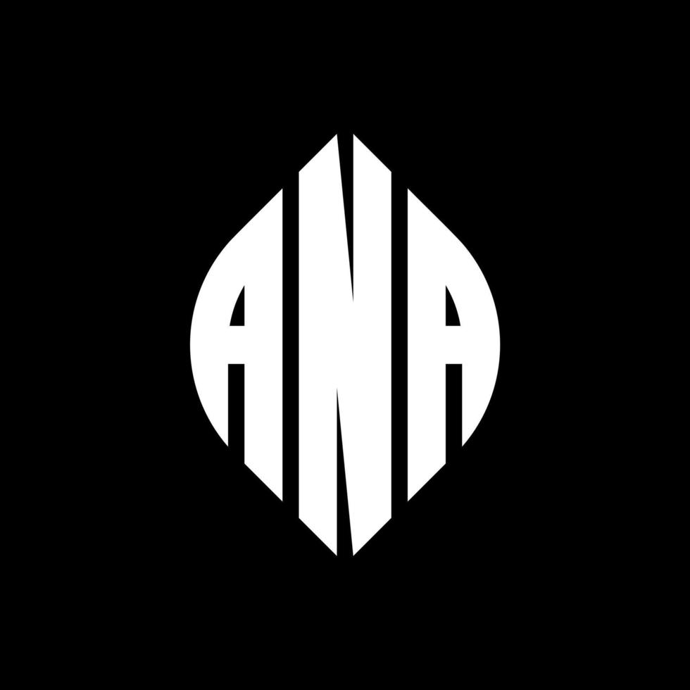 ana cirkel letter logo ontwerp met cirkel en ellipsvorm. ana ellipsletters met typografische stijl. de drie initialen vormen een cirkellogo. ana cirkel embleem abstracte monogram brief mark vector. vector