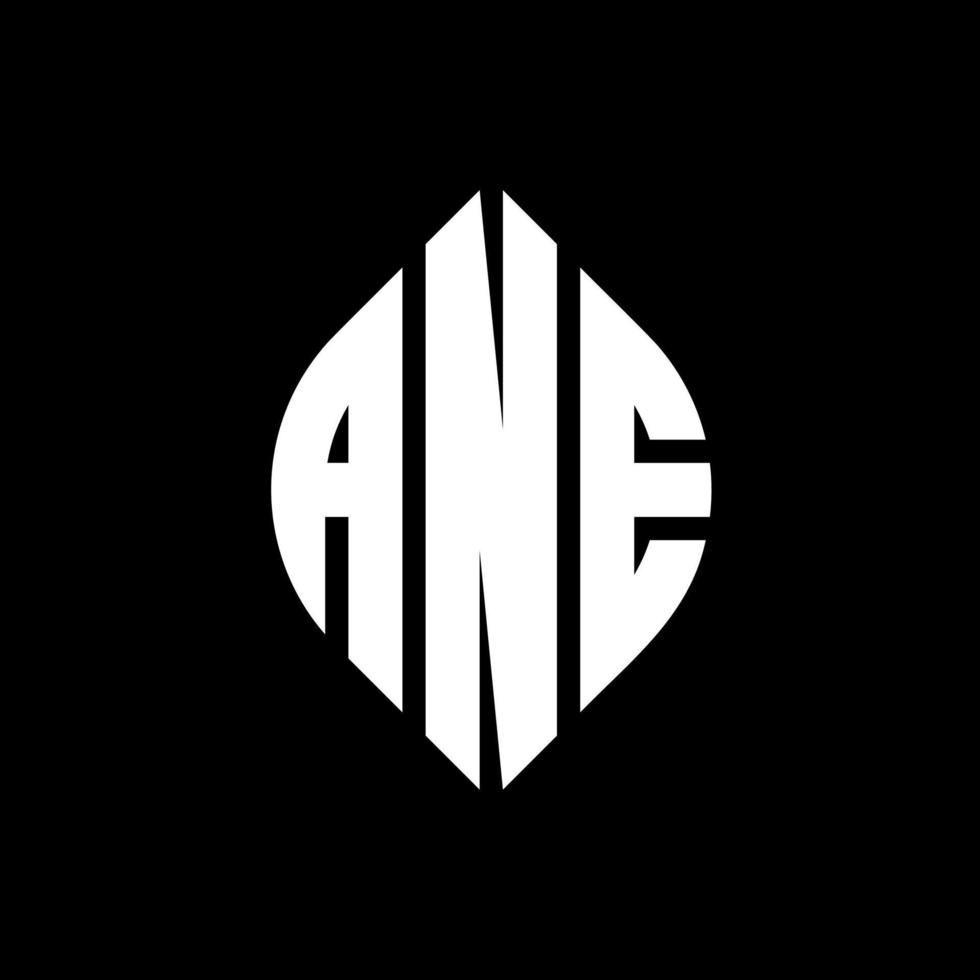 ane cirkel letter logo-ontwerp met cirkel en ellipsvorm. e ellipsletters met typografische stijl. de drie initialen vormen een cirkellogo. ane cirkel embleem abstracte monogram brief mark vector. vector