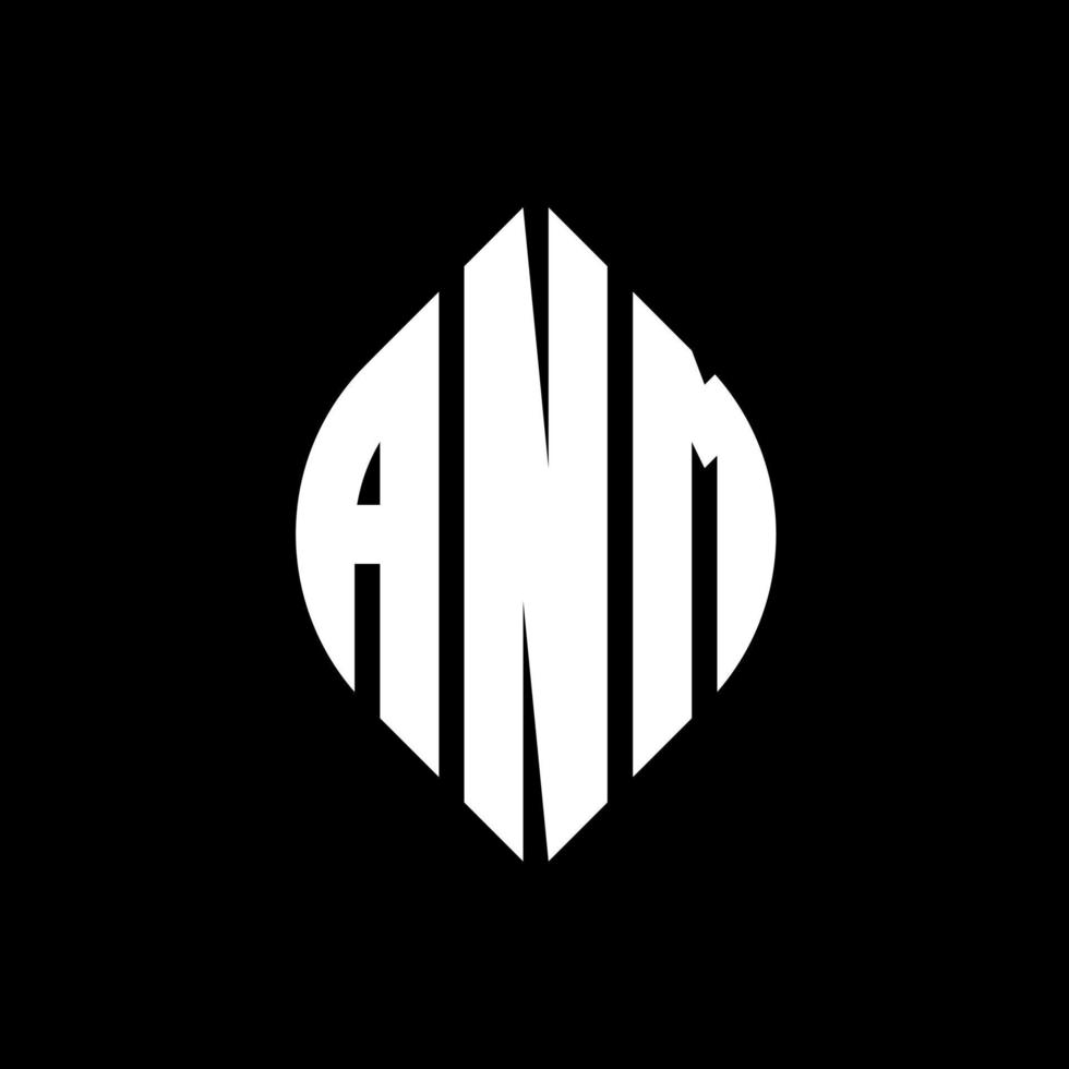 anm cirkel letter logo ontwerp met cirkel en ellipsvorm. anm ellipsletters met typografische stijl. de drie initialen vormen een cirkellogo. anm cirkel embleem abstracte monogram brief mark vector. vector