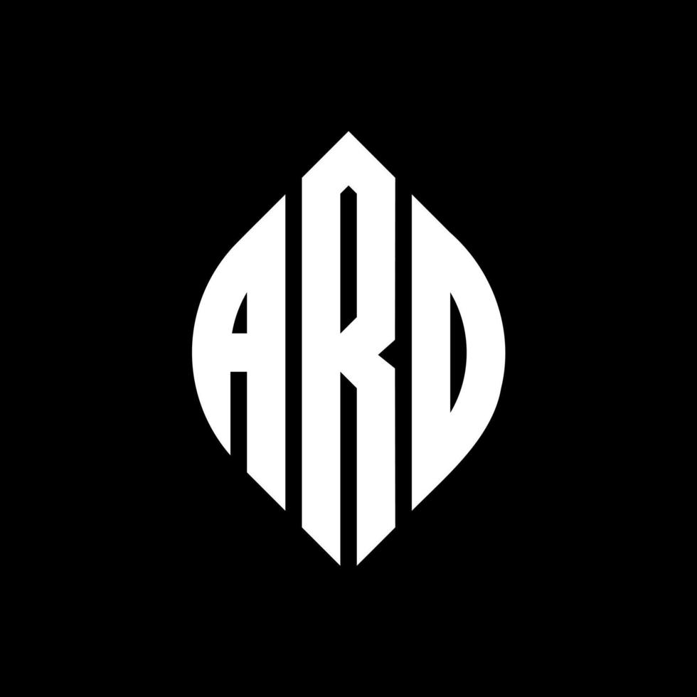 ard cirkel letter logo ontwerp met cirkel en ellipsvorm. ard ellips letters met typografische stijl. de drie initialen vormen een cirkellogo. ard cirkel embleem abstracte monogram brief mark vector. vector