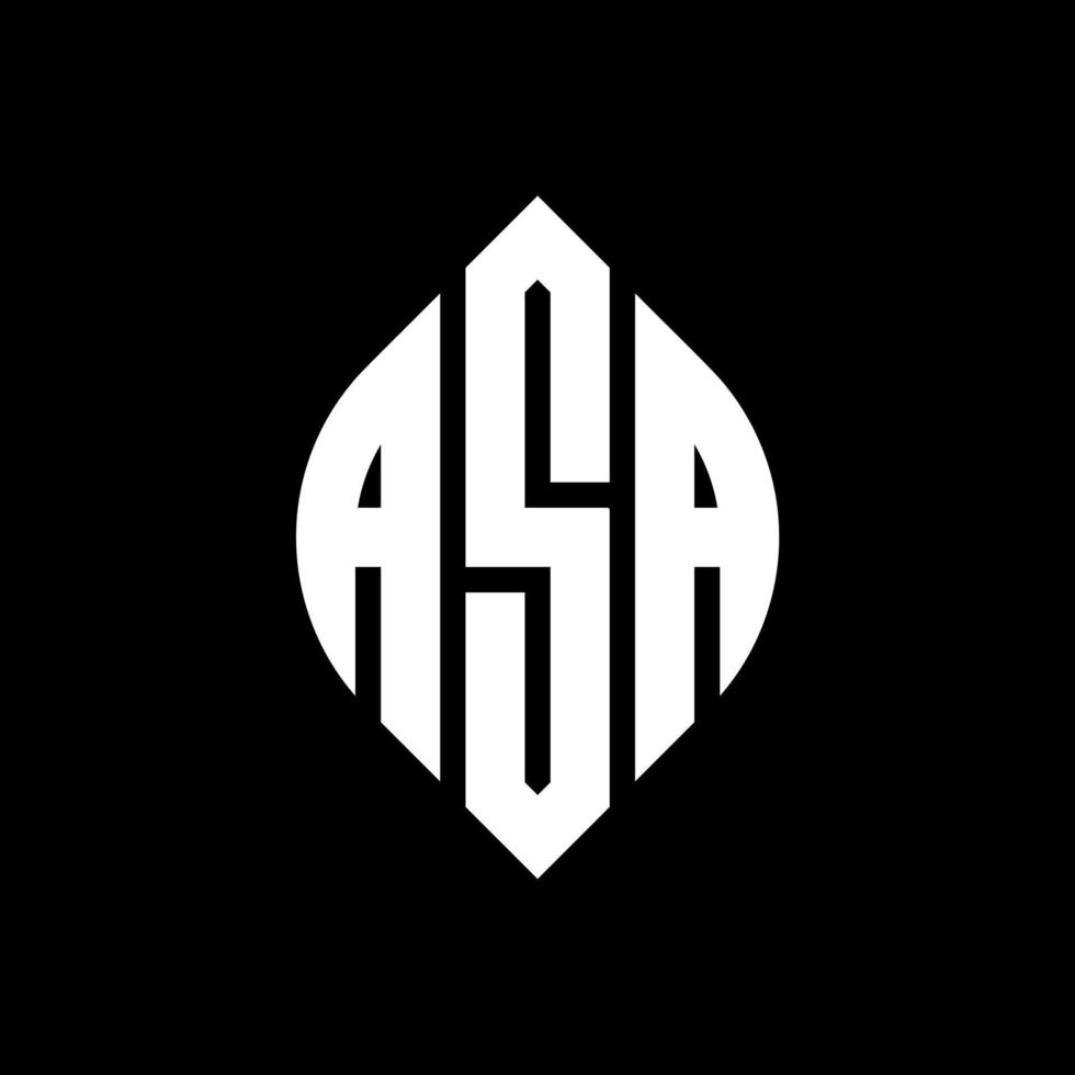 asa cirkel letter logo ontwerp met cirkel en ellipsvorm. asa ellipsletters met typografische stijl. de drie initialen vormen een cirkellogo. asa cirkel embleem abstracte monogram brief mark vector. vector