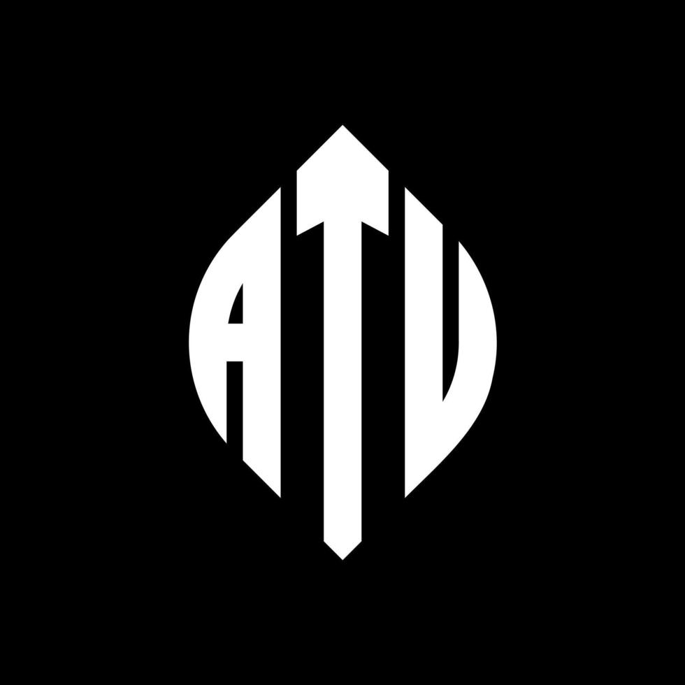 atu cirkel letter logo ontwerp met cirkel en ellipsvorm. atu ellipsletters met typografische stijl. de drie initialen vormen een cirkellogo. atu cirkel embleem abstracte monogram brief mark vector. vector