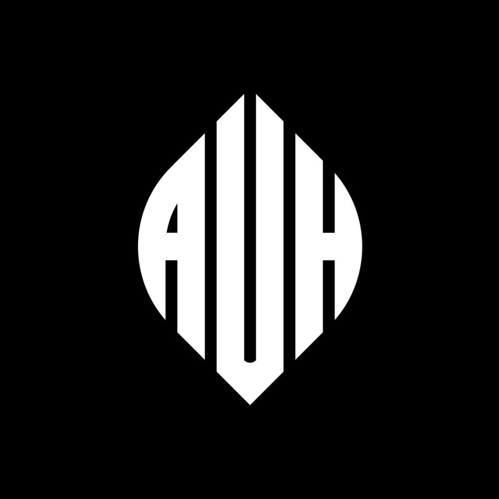 auh cirkel letter logo ontwerp met cirkel en ellipsvorm. auh ellipsletters met typografische stijl. de drie initialen vormen een cirkellogo. auh cirkel embleem abstracte monogram brief mark vector. vector