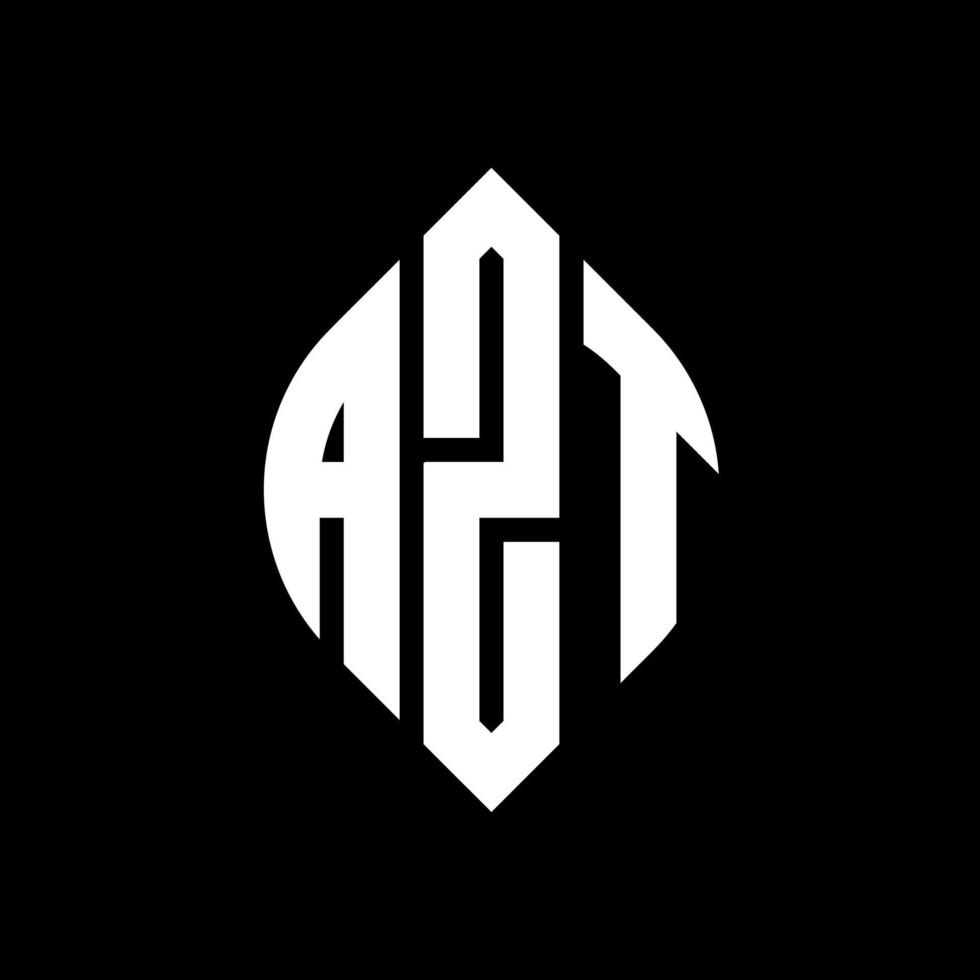 Azt cirkel letter logo ontwerp met cirkel en ellipsvorm. Azt ellips letters met typografische stijl. de drie initialen vormen een cirkellogo. Azt cirkel embleem abstracte monogram brief mark vector. vector