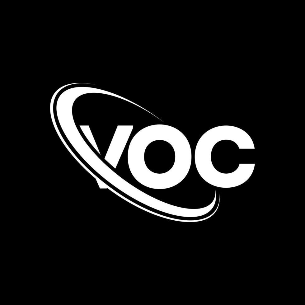 voc-logo. voc brief. voc brief logo ontwerp. initialen voc-logo gekoppeld aan cirkel en monogram-logo in hoofdletters. voc-typografie voor technologie, zaken en onroerend goed merk. vector