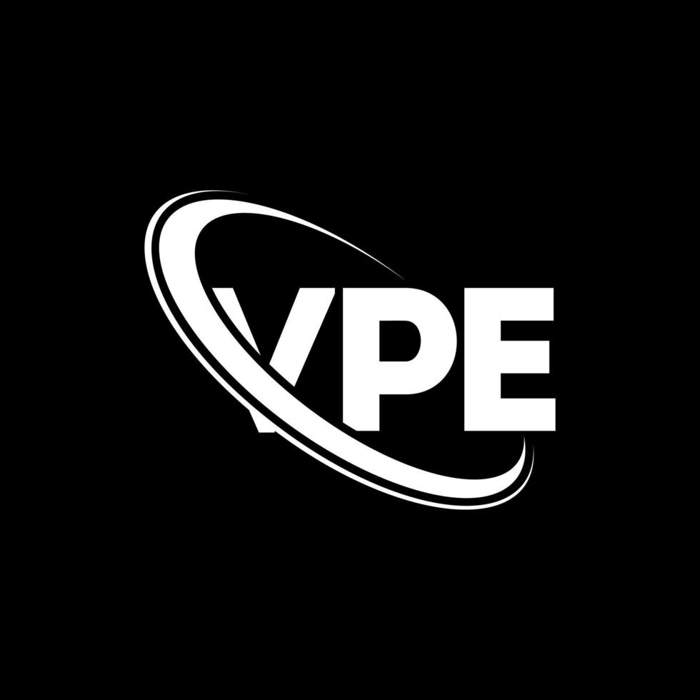 vpe-logo. vp brief. vpe brief logo ontwerp. initialen vpe logo gekoppeld aan cirkel en hoofdletter monogram logo. vpe typografie voor technologie, business en onroerend goed merk. vector