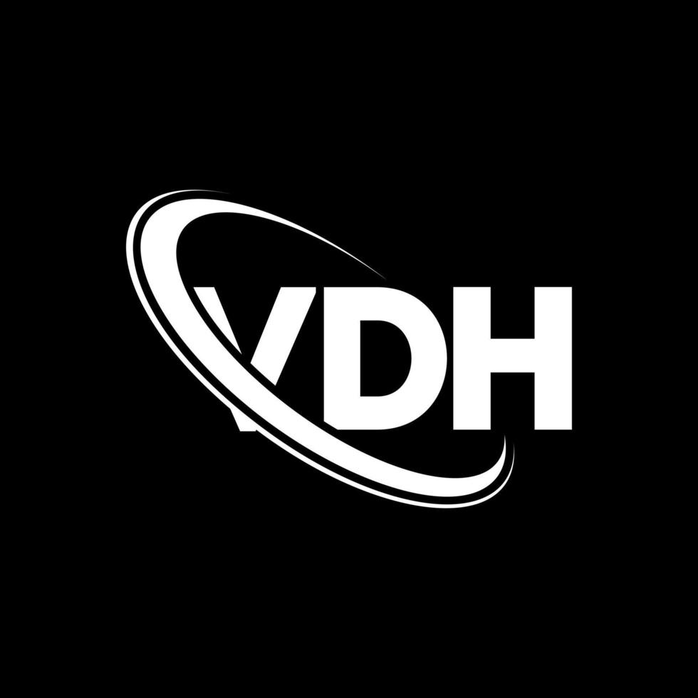 vdh-logo. vd brief. vdh brief logo ontwerp. initialen vdh logo gekoppeld aan cirkel en monogram logo in hoofdletters. vdh typografie voor technologie, business en onroerend goed merk. vector