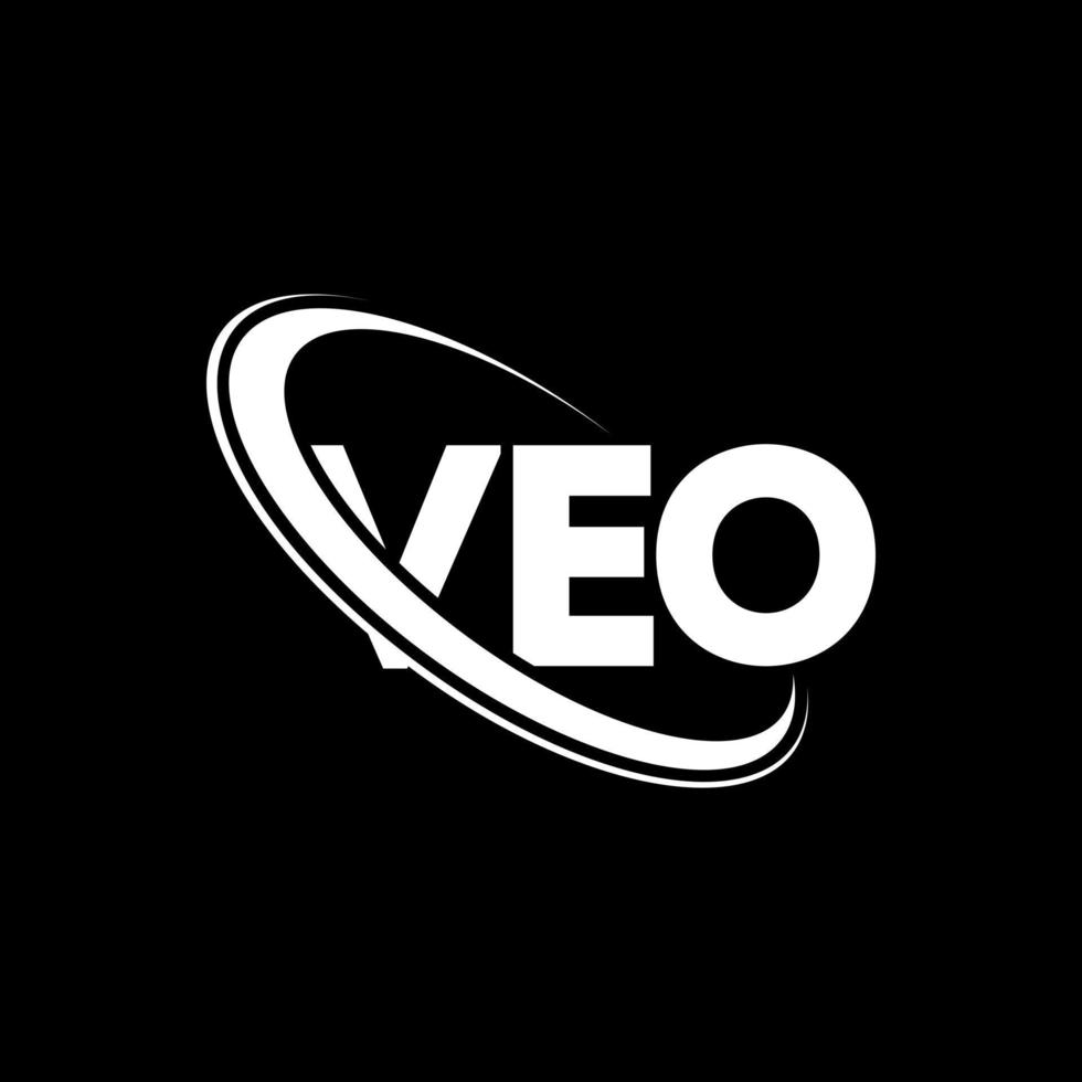 veo-logo. veo brief. veo brief logo ontwerp. initialen veo-logo gekoppeld aan cirkel en monogram-logo in hoofdletters. veo typografie voor technologie, zaken en onroerend goed merk. vector