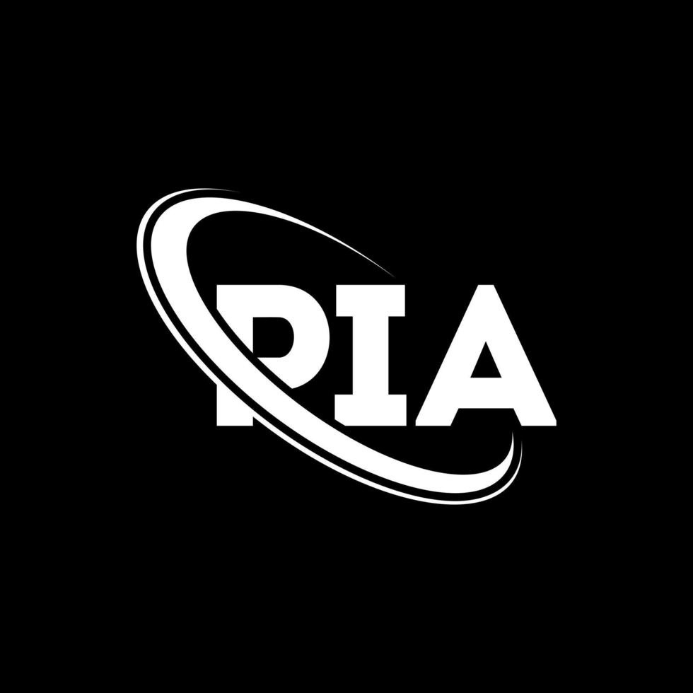 pia-logo. pia brief. pia brief logo ontwerp. initialen pia logo gekoppeld aan cirkel en hoofdletter monogram logo. pia typografie voor technologie, zaken en onroerend goed merk. vector