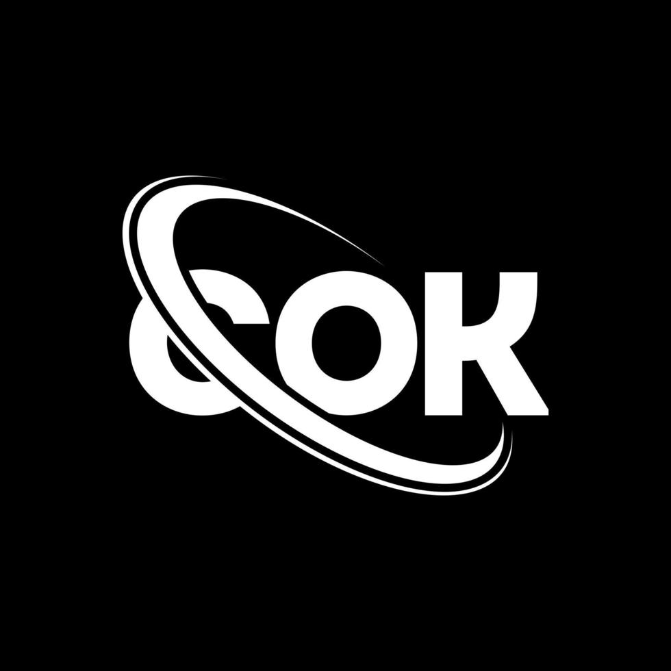 cok-logo. coca brief. cok brief logo ontwerp. initialen cok logo gekoppeld aan cirkel en hoofdletter monogram logo. cok typografie voor technologie, business en onroerend goed merk. vector