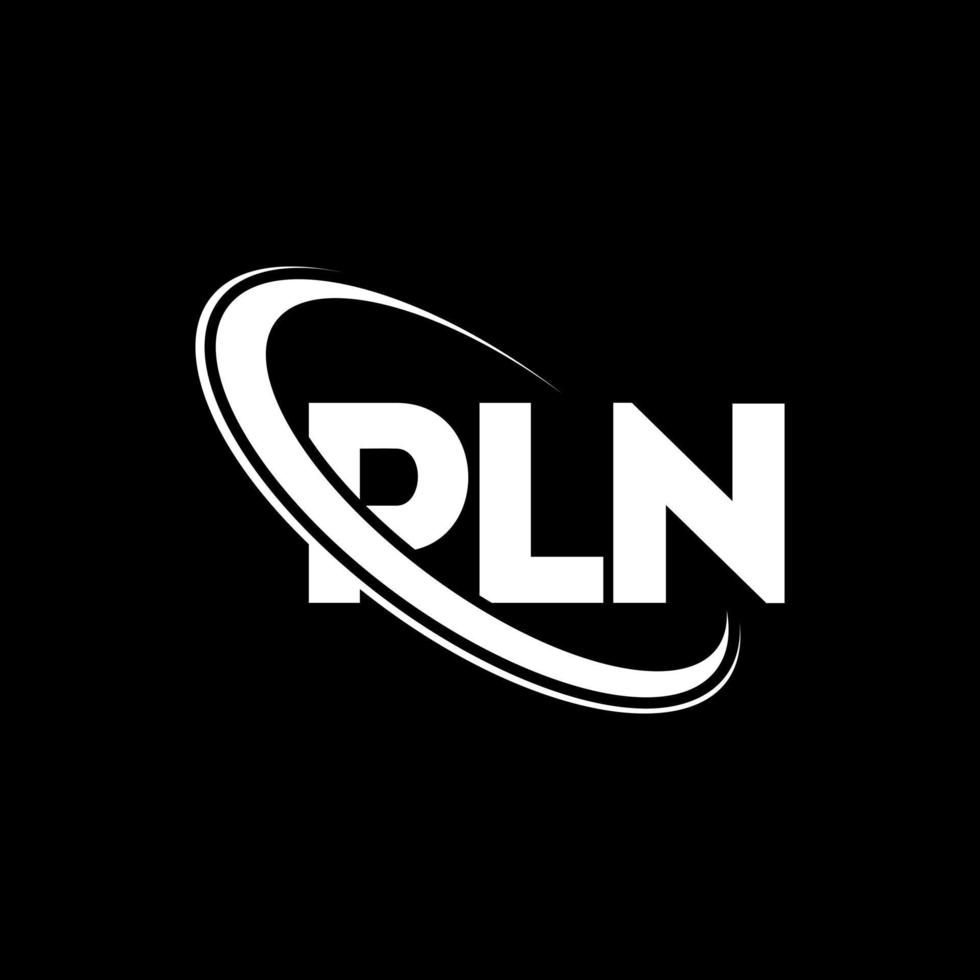 pln-logo. pln brief. pln brief logo ontwerp. initialen pln logo gekoppeld aan cirkel en monogram logo in hoofdletters. pln typografie voor technologie, zaken en onroerend goed merk. vector