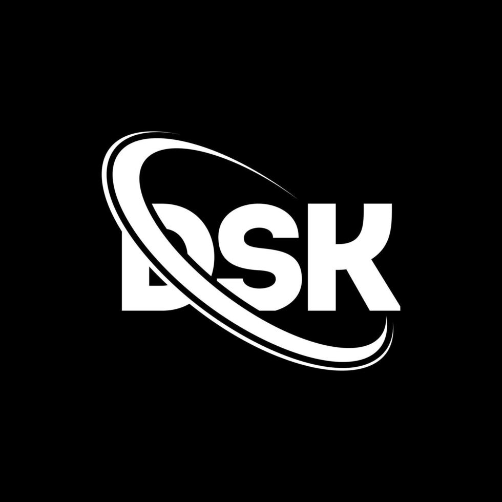 dsk-logo. dsk brief. dsk brief logo ontwerp. initialen dsk-logo gekoppeld aan cirkel en monogram-logo in hoofdletters. dsk typografie voor technologie, zaken en onroerend goed merk. vector