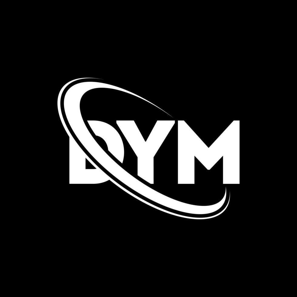 dym-logo. dm brief. dym brief logo ontwerp. initialen dym-logo gekoppeld aan cirkel en monogram-logo in hoofdletters. dym typografie voor technologie, zaken en onroerend goed merk. vector