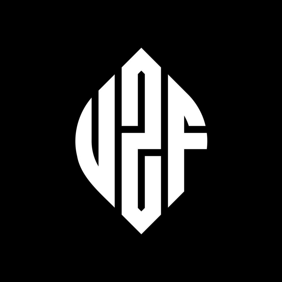 UZF cirkel letter logo ontwerp met cirkel en ellipsvorm. uzf-ellipsletters met typografische stijl. de drie initialen vormen een cirkellogo. uzf cirkel embleem abstracte monogram brief mark vector. vector