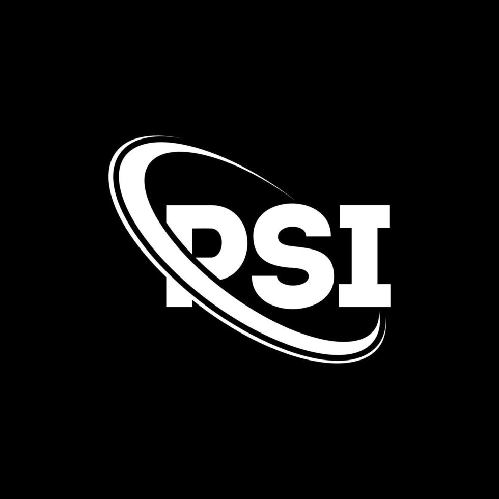 psi-logo. psi-brief. psi brief logo ontwerp. initialen psi-logo gekoppeld aan cirkel en monogram-logo in hoofdletters. psi-typografie voor technologie, zaken en onroerend goed merk. vector