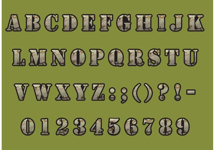 Camouflage lettertype vector pakket