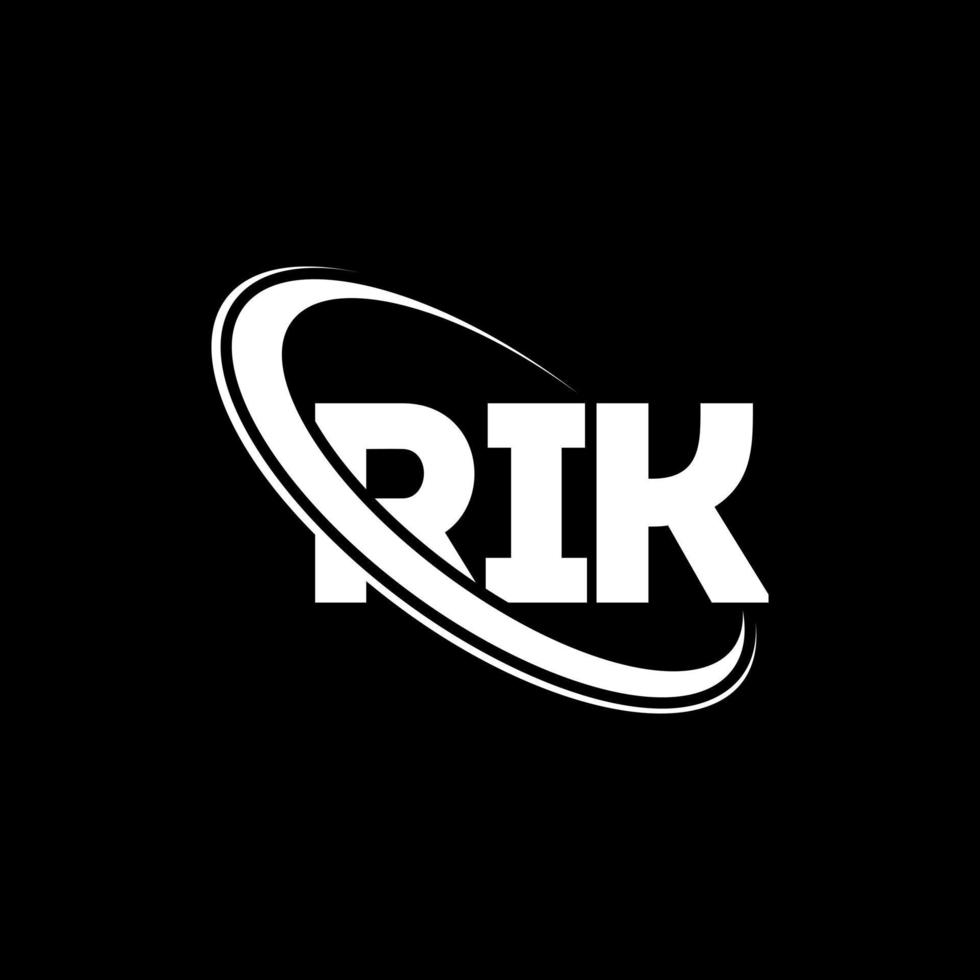 rik-logo. rik brief. rik brief logo ontwerp. initialen rik-logo gekoppeld aan cirkel en monogram-logo in hoofdletters. rik typografie voor technologie, business en onroerend goed merk. vector