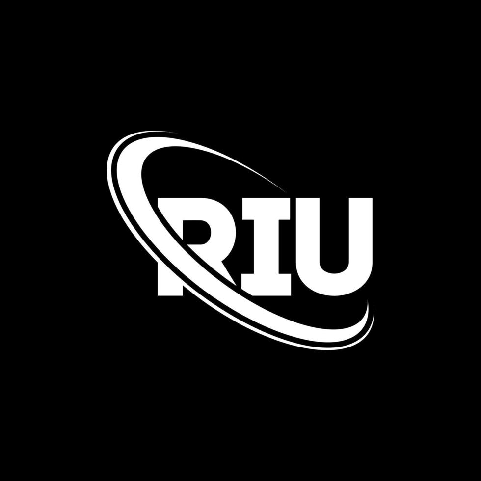 riu-logo. re brief. riu brief logo ontwerp. initialen riu-logo gekoppeld aan cirkel en monogram-logo in hoofdletters. riu typografie voor technologie, zaken en onroerend goed merk. vector