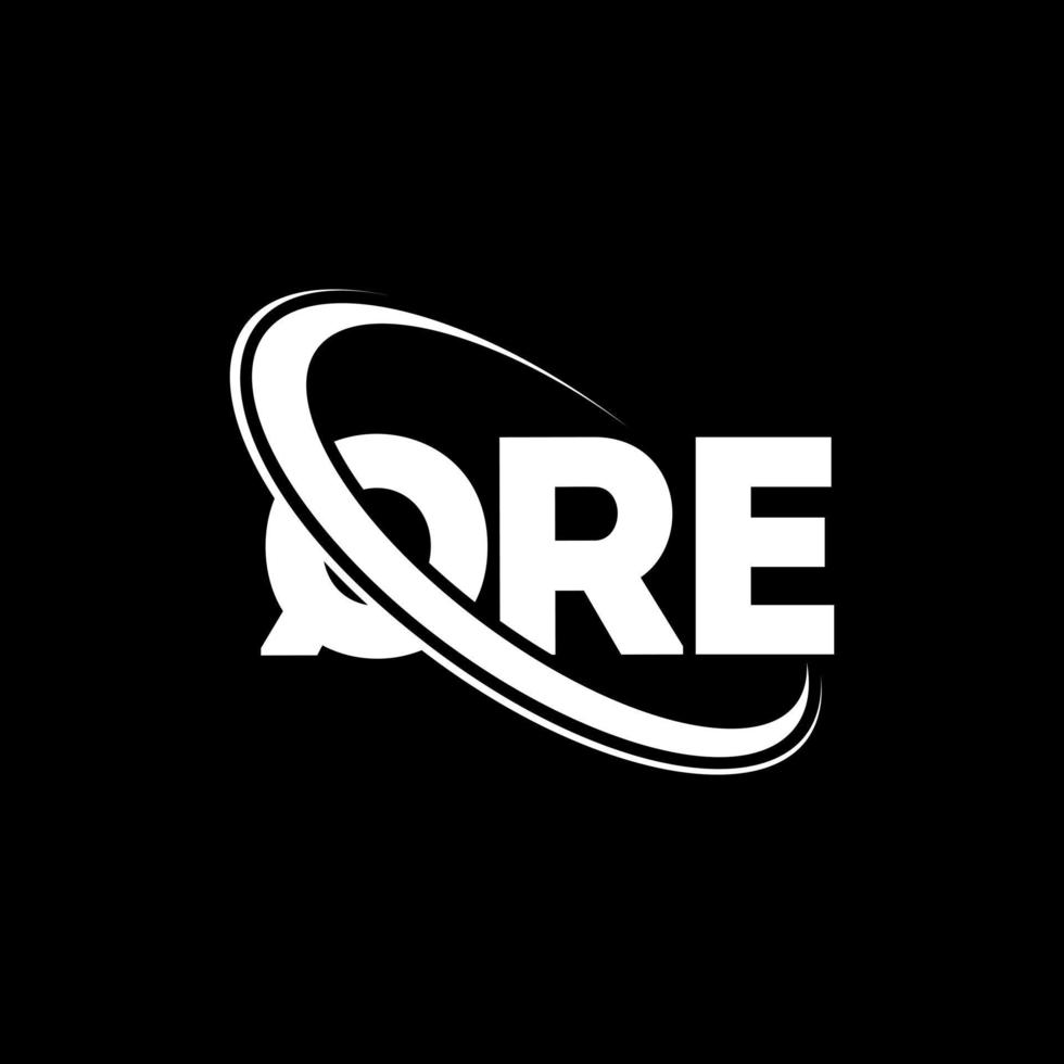 qre-logo. qre brief. qre brief logo ontwerp. initialen qre-logo gekoppeld aan cirkel en monogram-logo in hoofdletters. qre typografie voor technologie, zaken en onroerend goed merk. vector