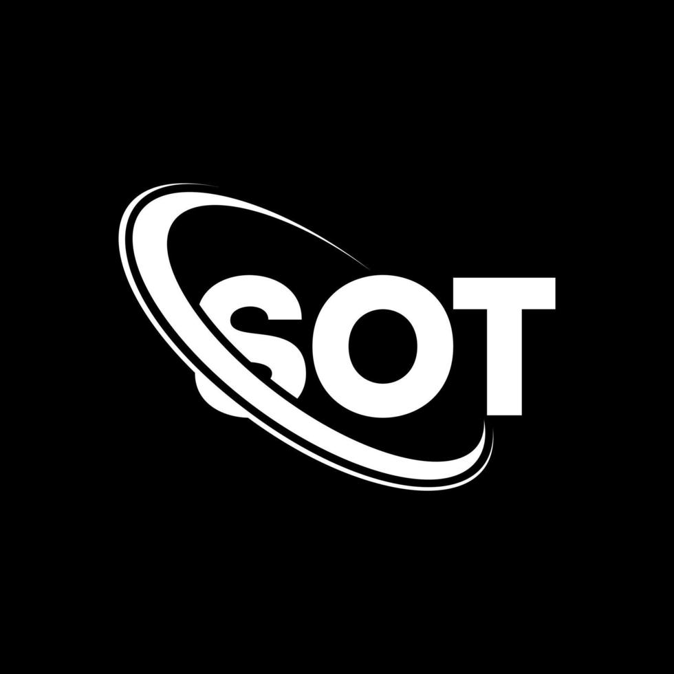 sot-logo. sot brief. sot brief logo ontwerp. initialen sot logo gekoppeld aan cirkel en hoofdletter monogram logo. sot typografie voor technologie, business en onroerend goed merk. vector