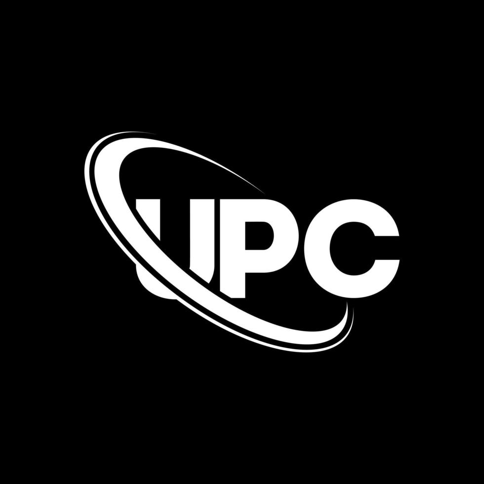 upc-logo. uc brief. UPC brief logo ontwerp. initialen upc logo gekoppeld aan cirkel en hoofdletter monogram logo. upc typografie voor technologie, zaken en onroerend goed merk. vector