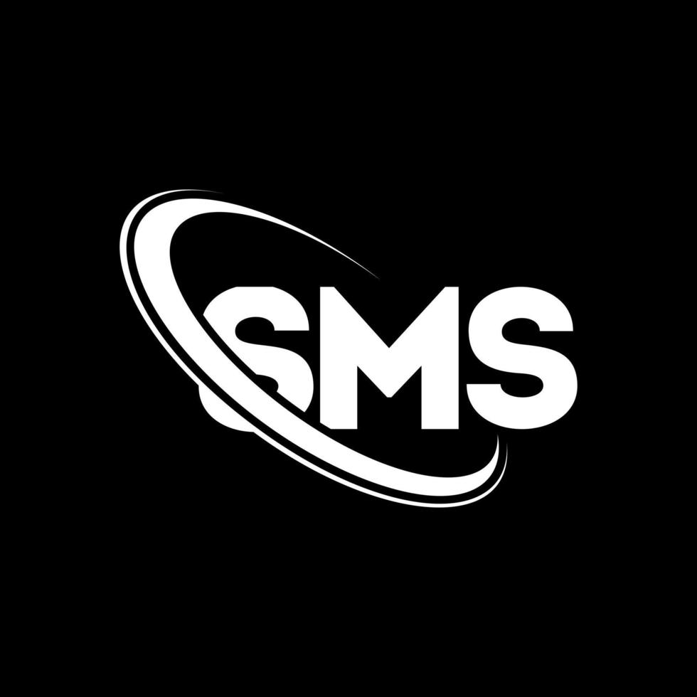 sms-logo. sms-brief. sms brief logo ontwerp. initialen sms-logo gekoppeld aan cirkel en monogram-logo in hoofdletters. sms typografie voor technologie, business en onroerend goed merk. vector