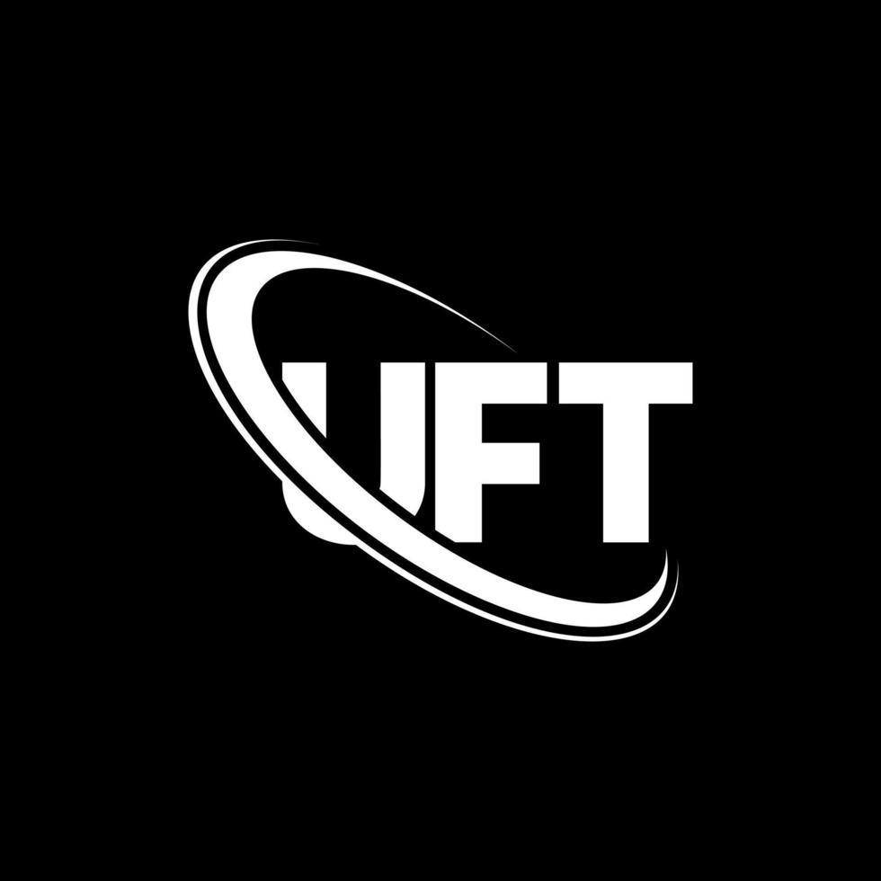 uft-logo. uft brief. uft brief logo ontwerp. initialen uft-logo gekoppeld aan cirkel en monogram-logo in hoofdletters. uft typografie voor technologie, business en onroerend goed merk. vector