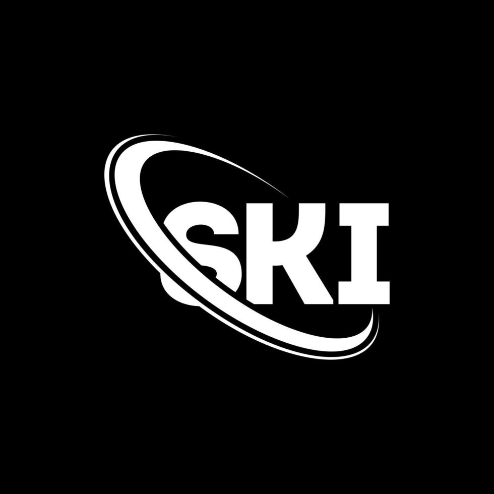 ski-logo. ski brief. ski letter logo ontwerp. initialen ski-logo gekoppeld aan cirkel en hoofdletter monogram logo. skitypografie voor technologie, zaken en onroerendgoedmerk. vector