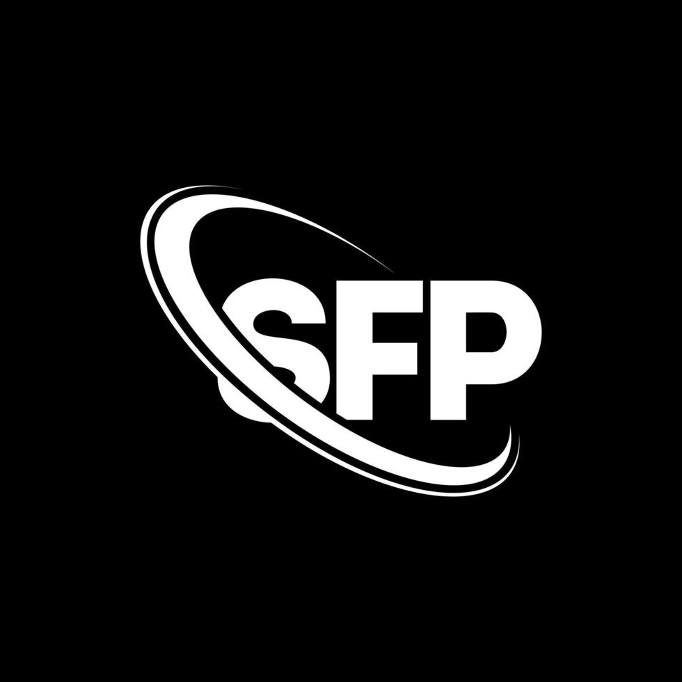 sfp-logo. sf brief. sfp brief logo ontwerp. initialen sfp-logo gekoppeld aan cirkel en monogram-logo in hoofdletters. sfp-typografie voor technologie, zaken en onroerend goed merk. vector