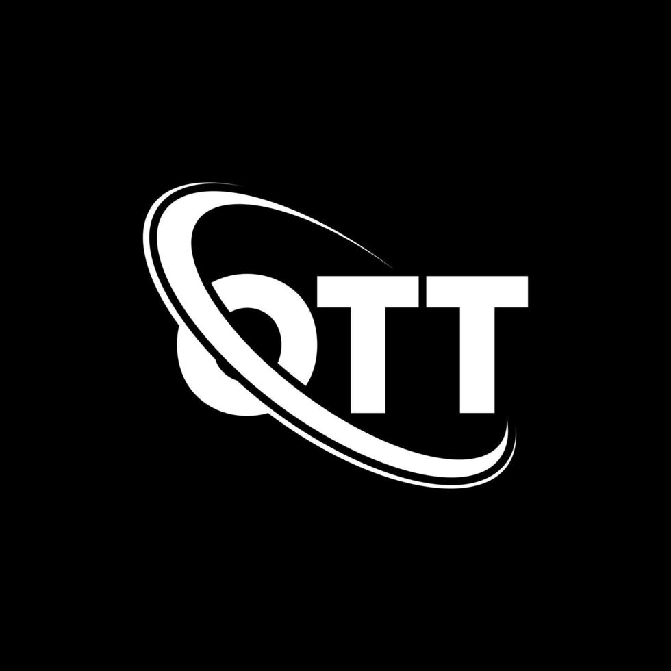 ott-logo. ot brief. ott brief logo ontwerp. initialen ott-logo gekoppeld aan cirkel en monogram-logo in hoofdletters. ott typografie voor technologie, zaken en onroerend goed merk. vector