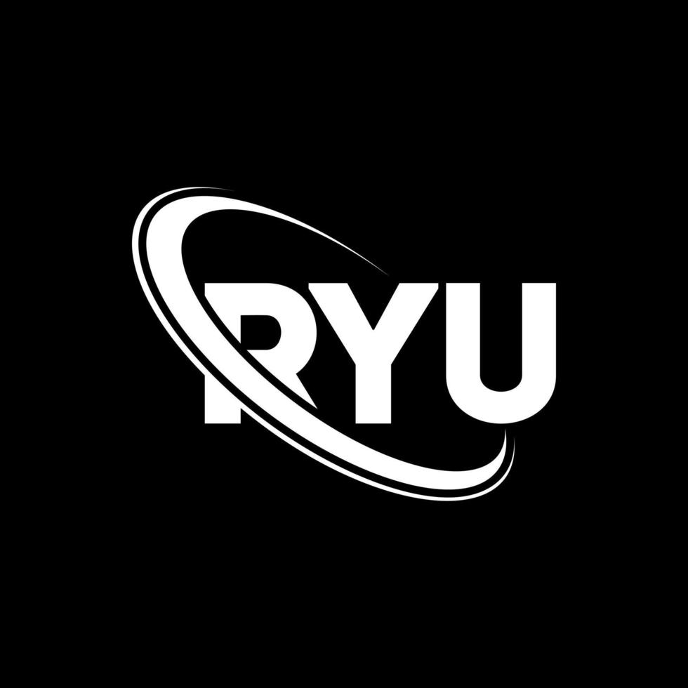 ryu-logo. ry brief. ryu brief logo ontwerp. initialen ryu-logo gekoppeld aan cirkel en monogram-logo in hoofdletters. ryu typografie voor technologie, zaken en onroerend goed merk. vector