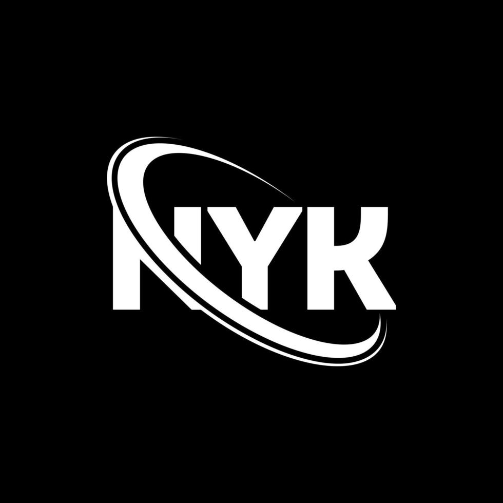 nyk-logo. nij brief. nyk brief logo ontwerp. initialen nyk-logo gekoppeld aan cirkel en monogram-logo in hoofdletters. nyk typografie voor technologie, zaken en onroerend goed merk. vector