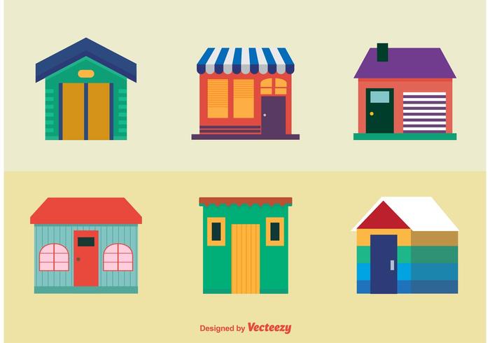 Kleurrijke Huizen Pictogrammen vector