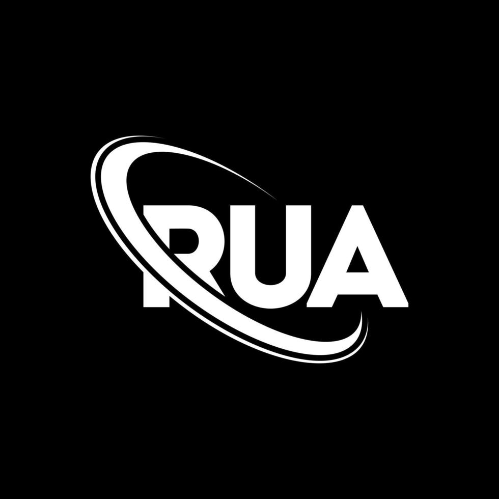 rua-logo. rue brief. rua brief logo ontwerp. initialen rua logo gekoppeld aan cirkel en hoofdletter monogram logo. rua typografie voor technologie, zaken en onroerend goed merk. vector