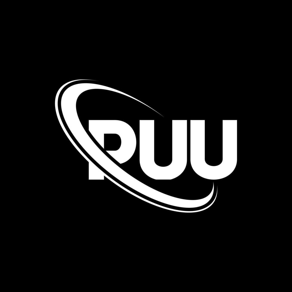 puu-logo. pu brief. puu brief logo ontwerp. initialen puu logo gekoppeld aan cirkel en hoofdletter monogram logo. puu typografie voor technologie, business en onroerend goed merk. vector