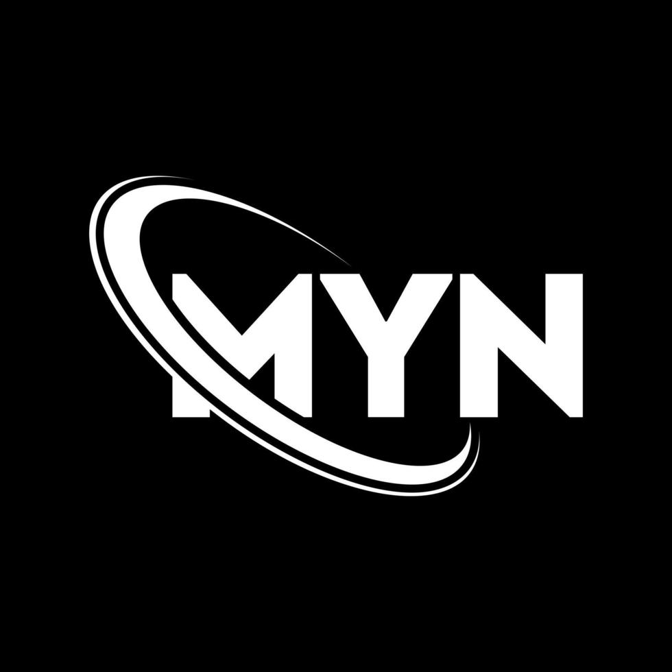 mijn logo. mijn brief. mijn brief logo ontwerp. initialen myn logo gekoppeld aan cirkel en hoofdletter monogram logo. myn typografie voor technologie, business en onroerend goed merk. vector