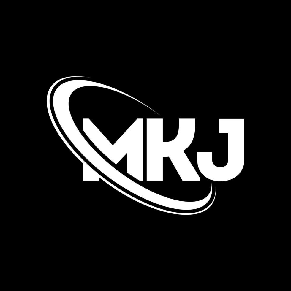 mkj-logo. mkj brief. mkj brief logo ontwerp. initialen mkj-logo gekoppeld aan cirkel en monogram-logo in hoofdletters. mkj typografie voor technologie, zaken en onroerend goed merk. vector
