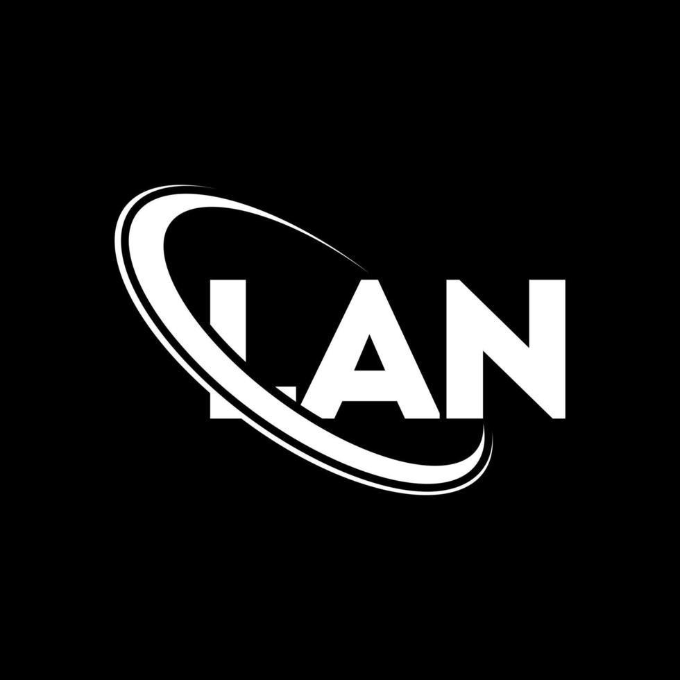 lan-logo. lan brief. lan brief logo ontwerp. initialen lan-logo gekoppeld aan cirkel en monogram-logo in hoofdletters. lan typografie voor technologie, zaken en onroerend goed merk. vector