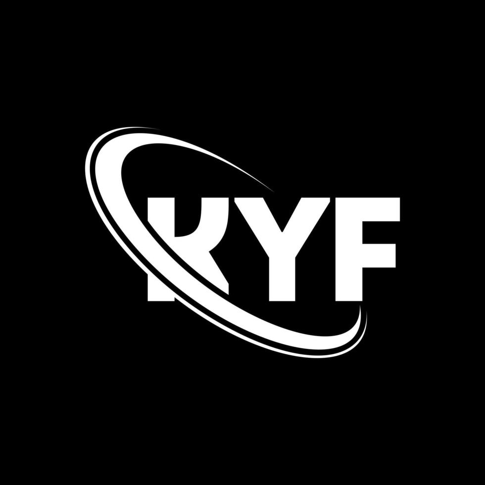 kyf-logo. kif brief. kyf brief logo ontwerp. initialen kyf-logo gekoppeld aan cirkel en monogram-logo in hoofdletters. kyf typografie voor technologie, zaken en onroerend goed merk. vector