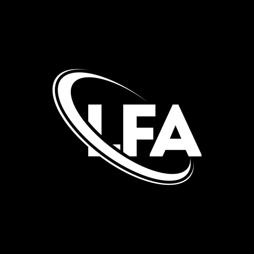 lfa-logo. lfa brief. lfa brief logo ontwerp. initialen lfa-logo gekoppeld aan cirkel en monogram-logo in hoofdletters. lfa-typografie voor technologie, zaken en onroerend goed merk. vector