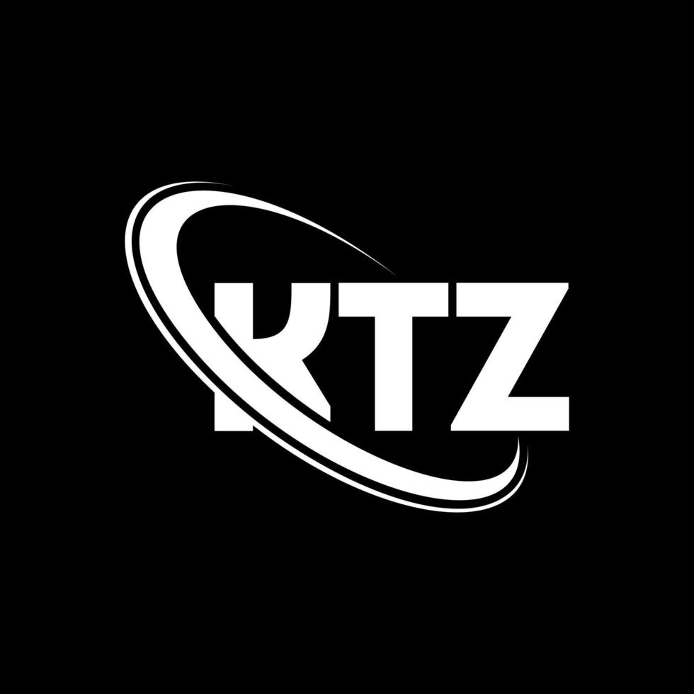 ktz-logo. ktz brief. ktz brief logo ontwerp. initialen ktz logo gekoppeld aan cirkel en hoofdletter monogram logo. ktz typografie voor technologie, business en onroerend goed merk. vector