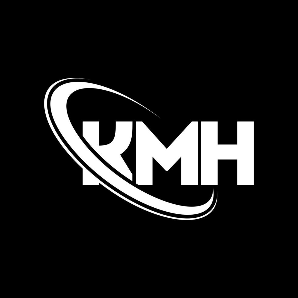 kmh-logo. kmh brief. kmh brief logo ontwerp. initialen kmh-logo gekoppeld aan cirkel en monogram-logo in hoofdletters. kmh typografie voor technologie, business en onroerend goed merk. vector