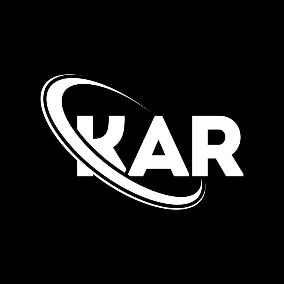 kar-logo. kar brief. kar brief logo ontwerp. initialen kar-logo gekoppeld aan cirkel en monogram-logo in hoofdletters. kar typografie voor technologie, business en onroerend goed merk. vector