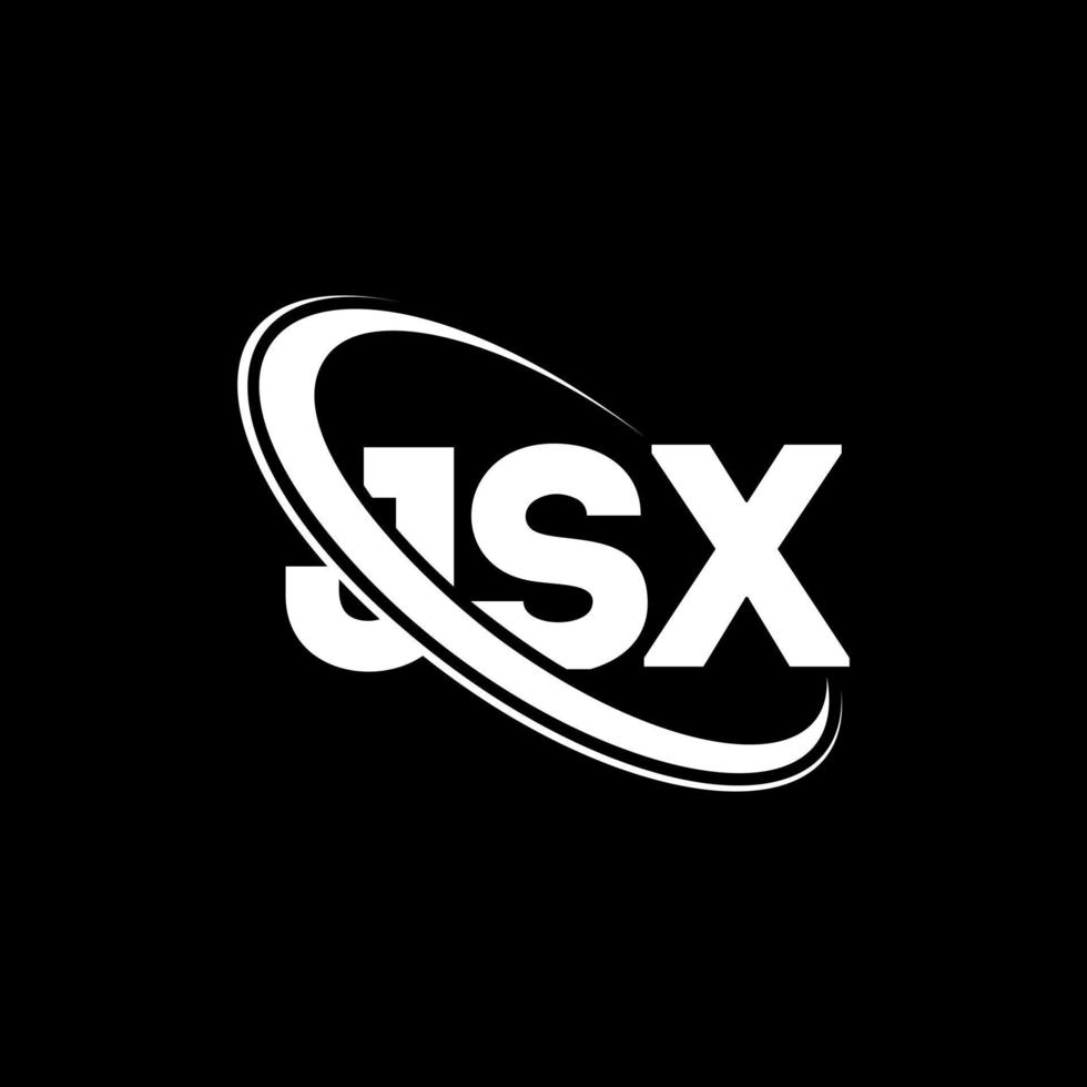jsx-logo. jsx brief. jsx brief logo ontwerp. initialen jsx-logo gekoppeld aan cirkel en monogram-logo in hoofdletters. jsx typografie voor technologie, zaken en onroerend goed merk. vector